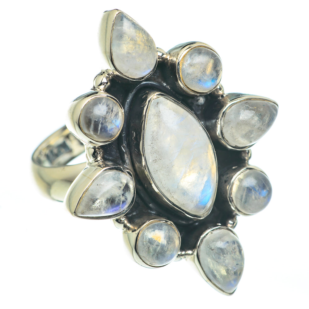 Rainbow Moonstone Rings handcrafted by Ana Silver Co - RING62046
