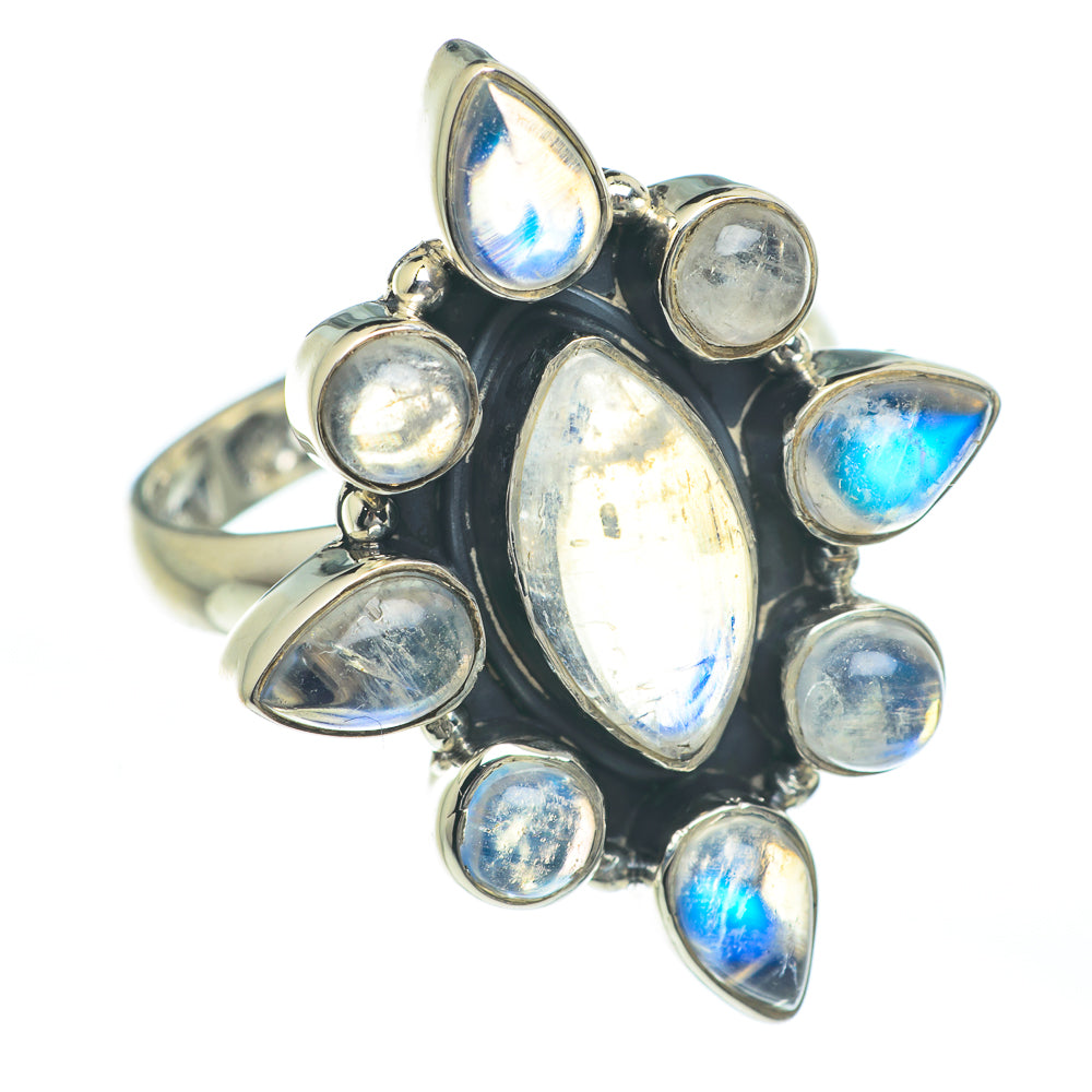 Rainbow Moonstone Rings handcrafted by Ana Silver Co - RING62083