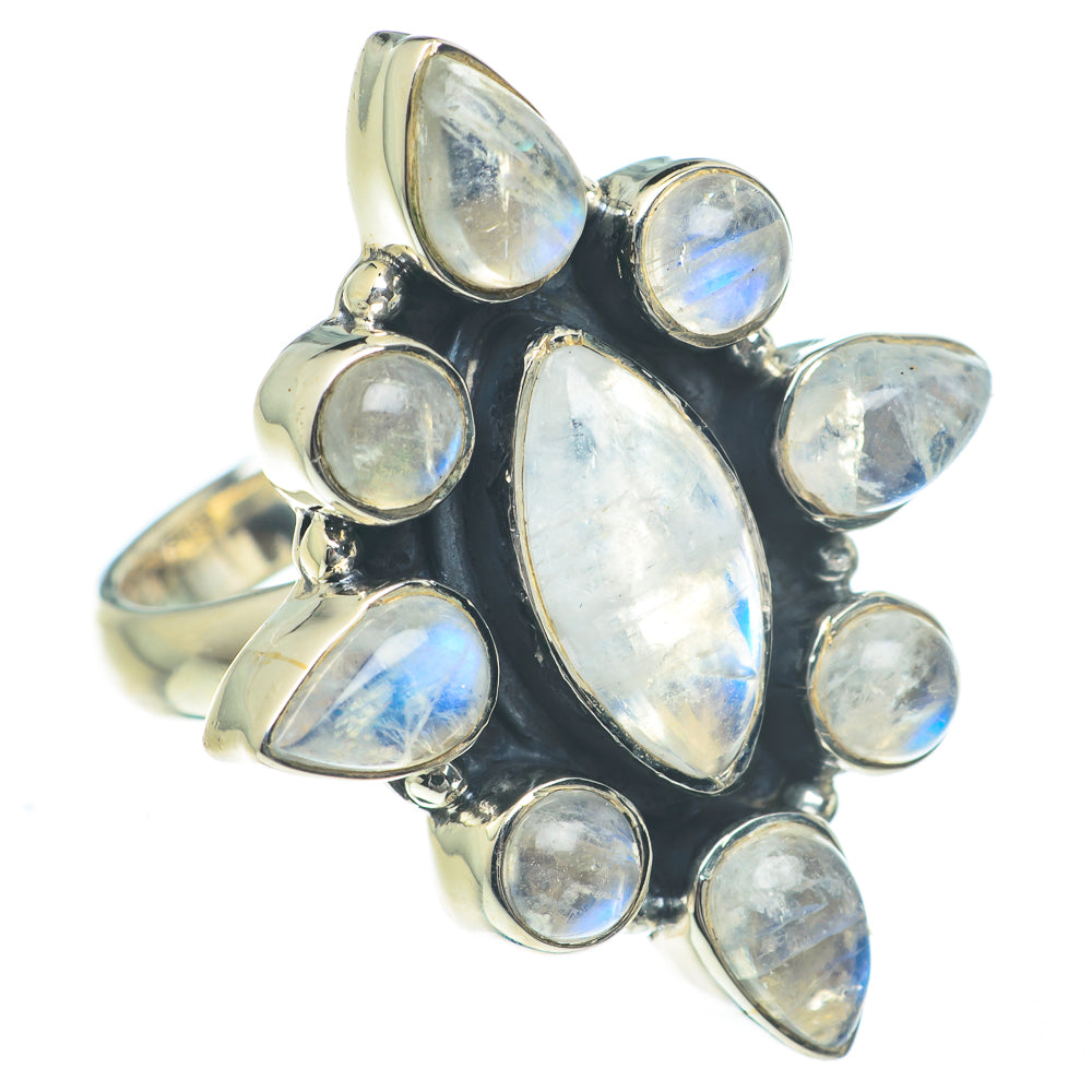 Rainbow Moonstone Rings handcrafted by Ana Silver Co - RING62168