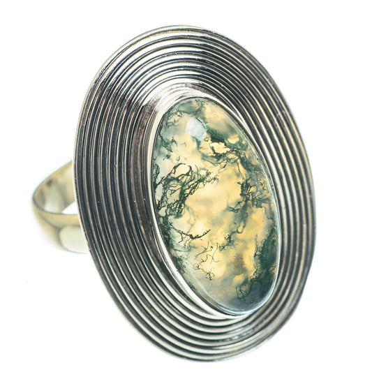 Green Moss Agate Rings handcrafted by Ana Silver Co - RING62318