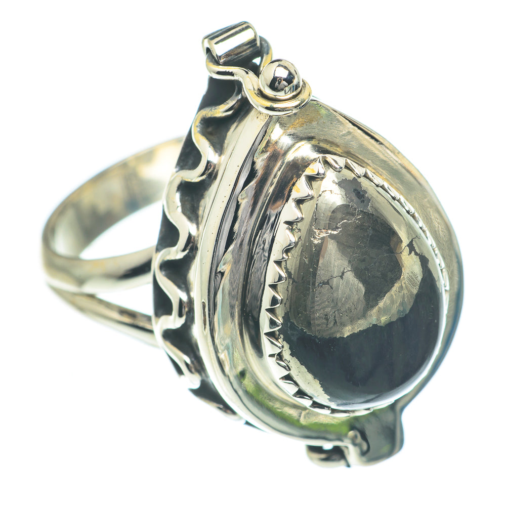 Pyrite In Black Onyx Rings handcrafted by Ana Silver Co - RING62327