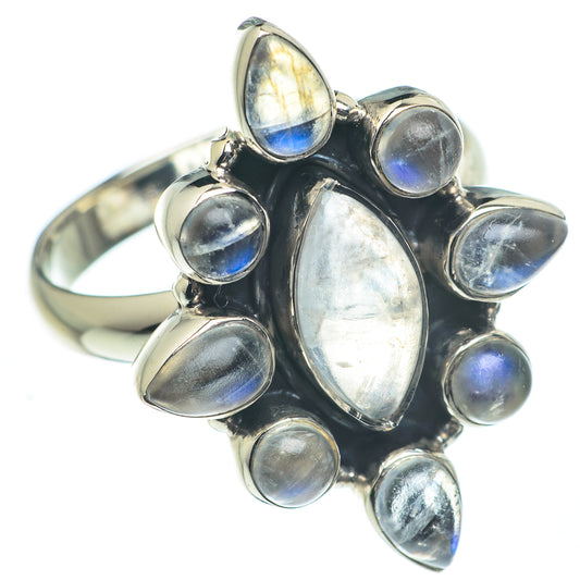 Rainbow Moonstone Rings handcrafted by Ana Silver Co - RING62378