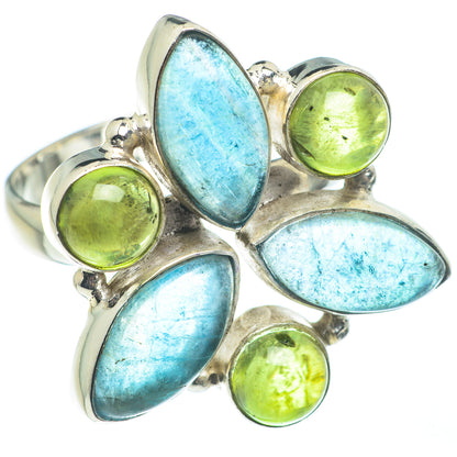 Blue Fluorite, Peridot Rings handcrafted by Ana Silver Co - RING62388