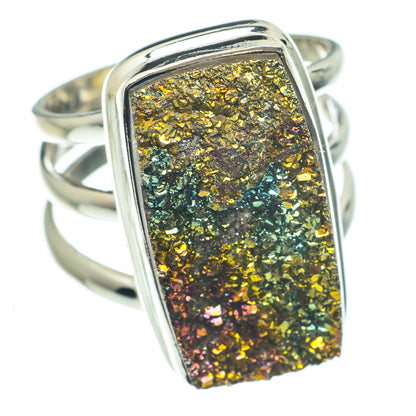Spectro Pyrite Druzy Rings handcrafted by Ana Silver Co - RING62411