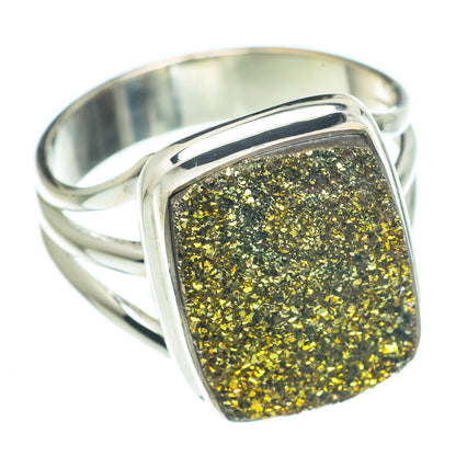Spectro Pyrite Druzy Rings handcrafted by Ana Silver Co - RING62472