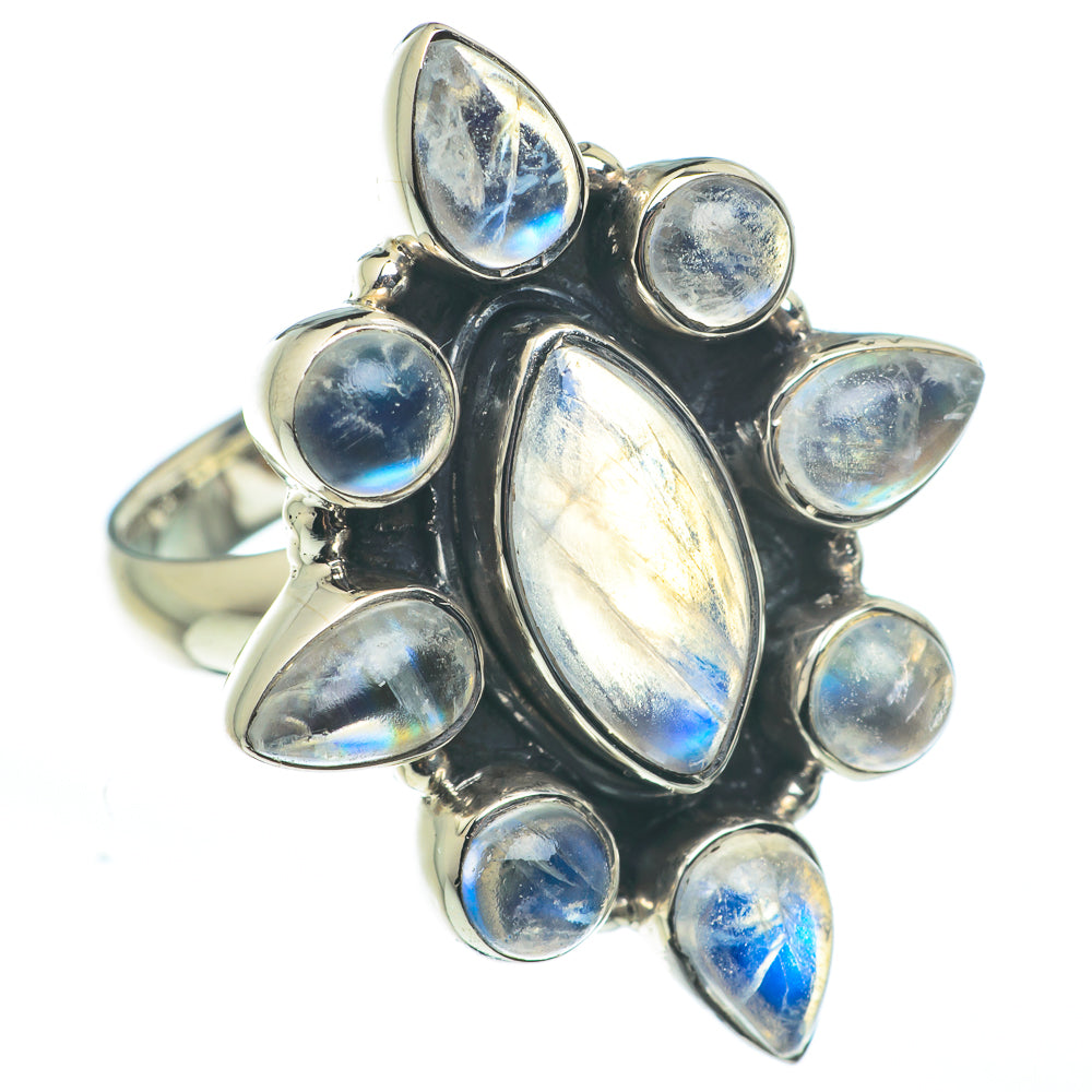 Rainbow Moonstone Rings handcrafted by Ana Silver Co - RING62477