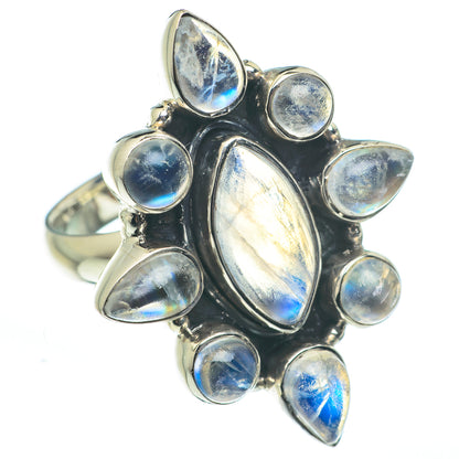Rainbow Moonstone Rings handcrafted by Ana Silver Co - RING62477