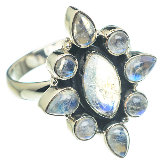 Rainbow Moonstone Rings handcrafted by Ana Silver Co - RING62508