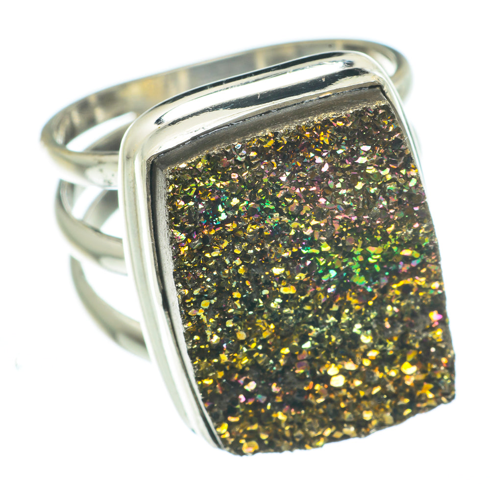 Spectro Pyrite Druzy Rings handcrafted by Ana Silver Co - RING62532