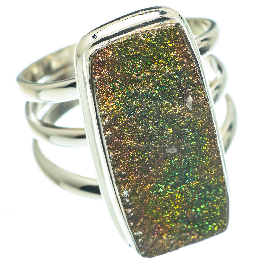 Spectro Pyrite Druzy Rings handcrafted by Ana Silver Co - RING62558