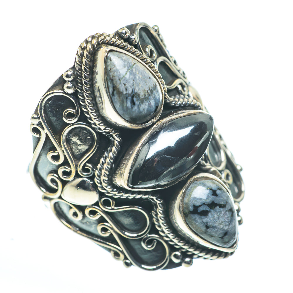 Hematite, Snowflake Obsidian Rings handcrafted by Ana Silver Co - RING62678
