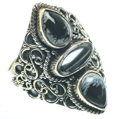 Hematite, Snowflake Obsidian Rings handcrafted by Ana Silver Co - RING62694