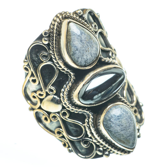Hematite, Snowflake Obsidian Rings handcrafted by Ana Silver Co - RING62697