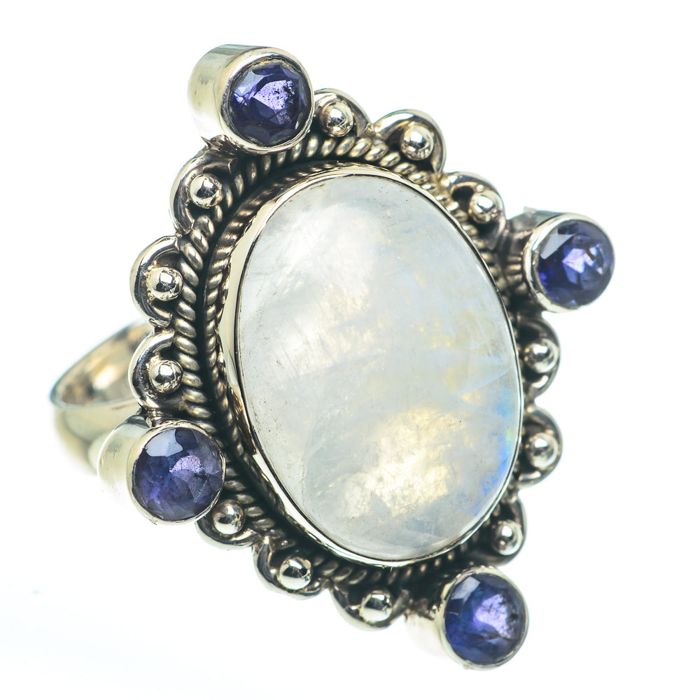 Rainbow Moonstone, Tanzanite Rings handcrafted by Ana Silver Co - RING62714