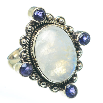 Rainbow Moonstone, Tanzanite Rings handcrafted by Ana Silver Co - RING62714