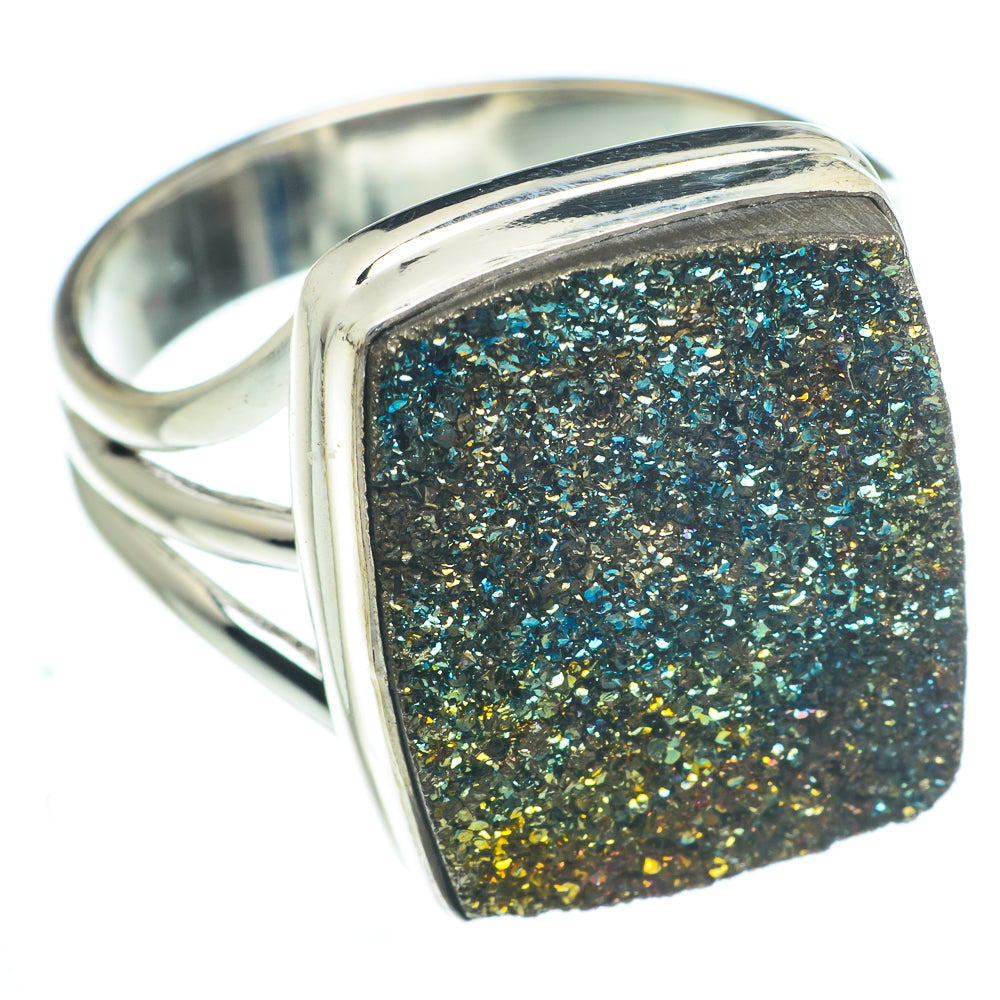 Spectro Pyrite Druzy Rings handcrafted by Ana Silver Co - RING62774