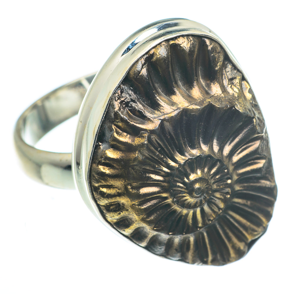 Pyrite Fossil Rings handcrafted by Ana Silver Co - RING62840