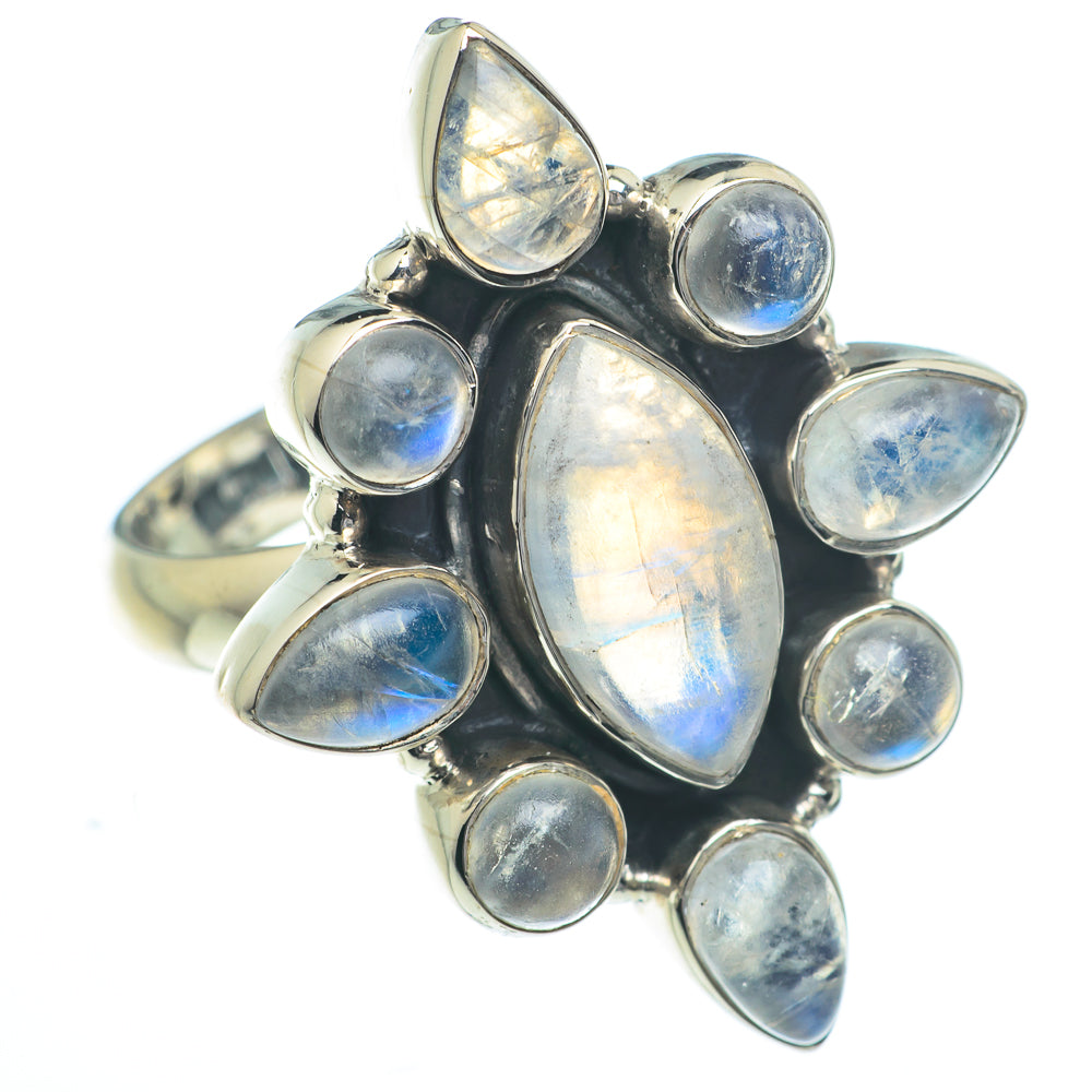 Rainbow Moonstone Rings handcrafted by Ana Silver Co - RING62842