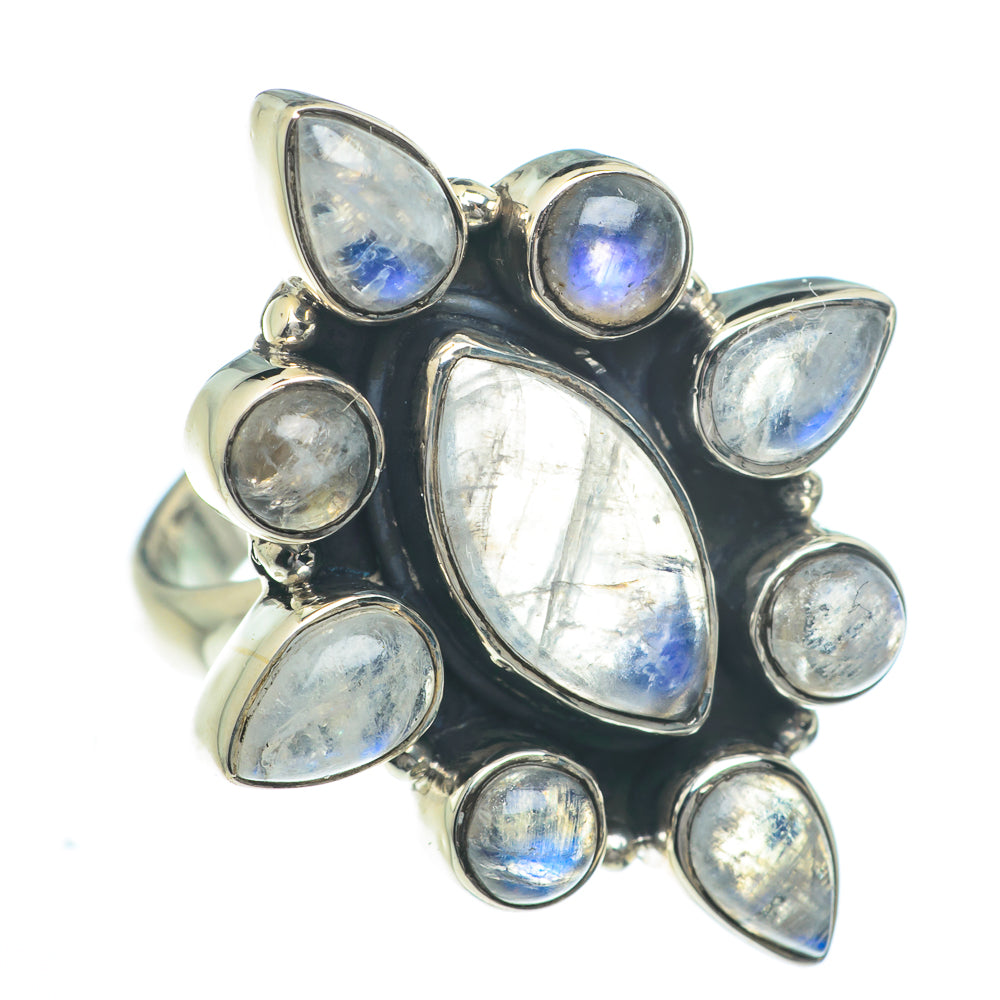 Rainbow Moonstone Rings handcrafted by Ana Silver Co - RING62991