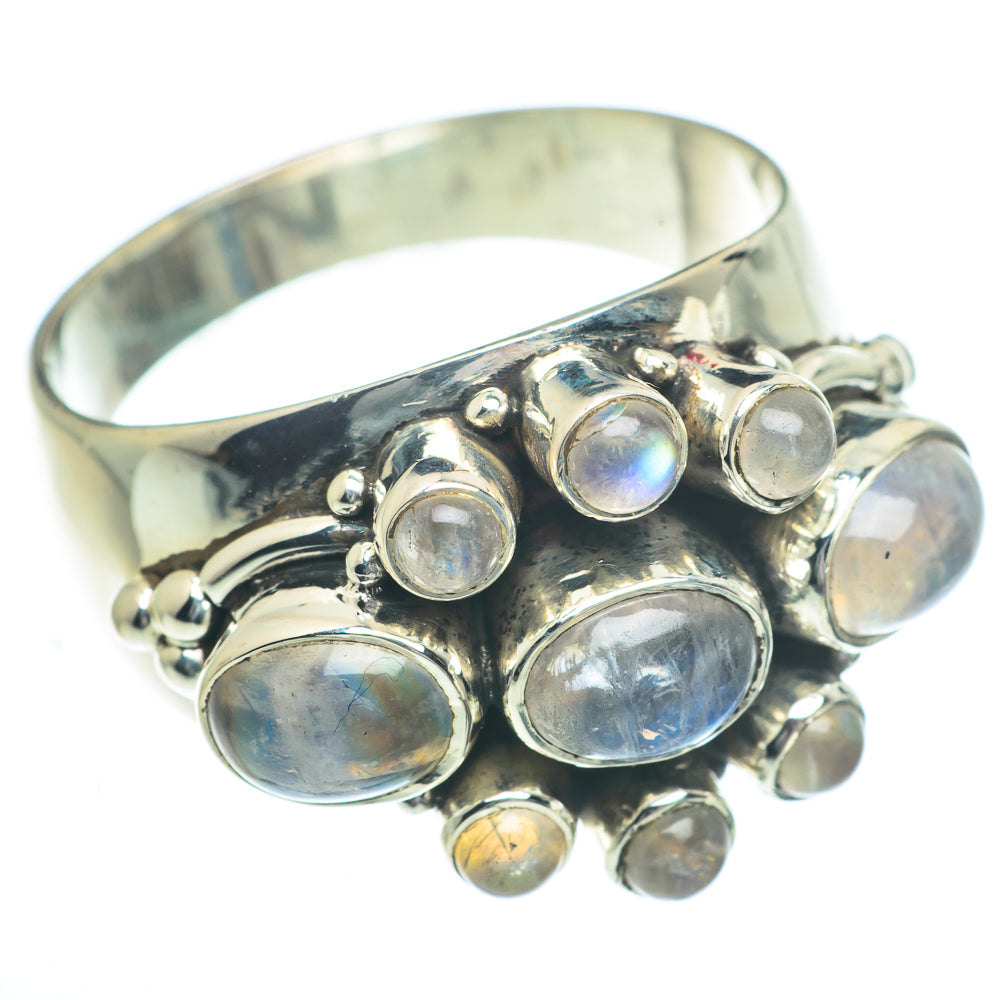 Rainbow Moonstone Rings handcrafted by Ana Silver Co - RING63011