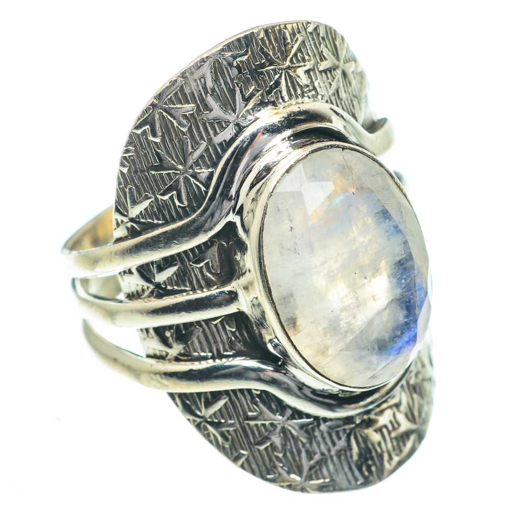 Rainbow Moonstone Rings handcrafted by Ana Silver Co - RING63033