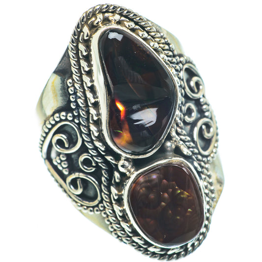Mexican Fire Agate Rings handcrafted by Ana Silver Co - RING63149