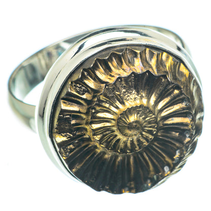 Pyrite Fossil Rings handcrafted by Ana Silver Co - RING63159
