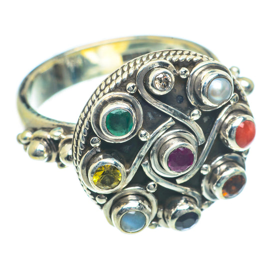 Multi-stone Rainbow Chakra Rings handcrafted by Ana Silver Co - RING63218