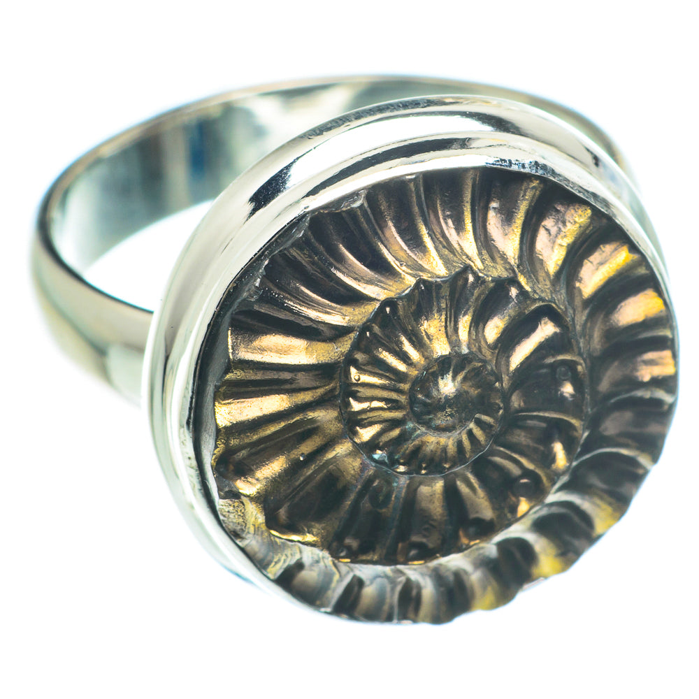 Pyrite Fossil Rings handcrafted by Ana Silver Co - RING63236