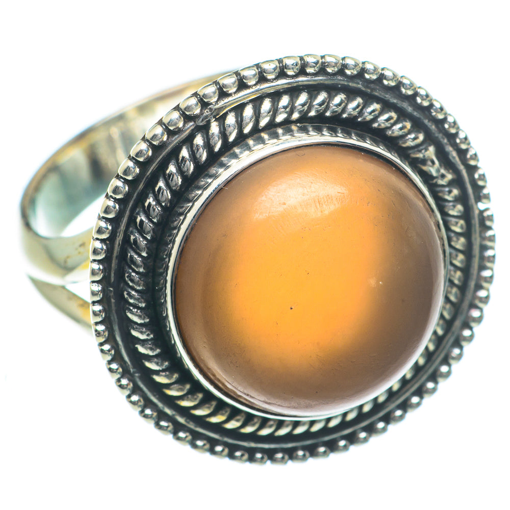 Peach Moonstone Rings handcrafted by Ana Silver Co - RING63254