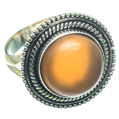 Peach Moonstone Rings handcrafted by Ana Silver Co - RING63254