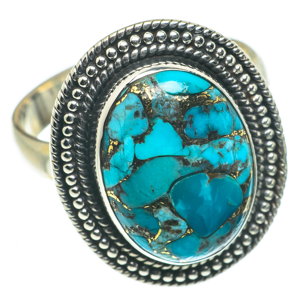 Blue Copper Composite Turquoise Rings handcrafted by Ana Silver Co - RING63386