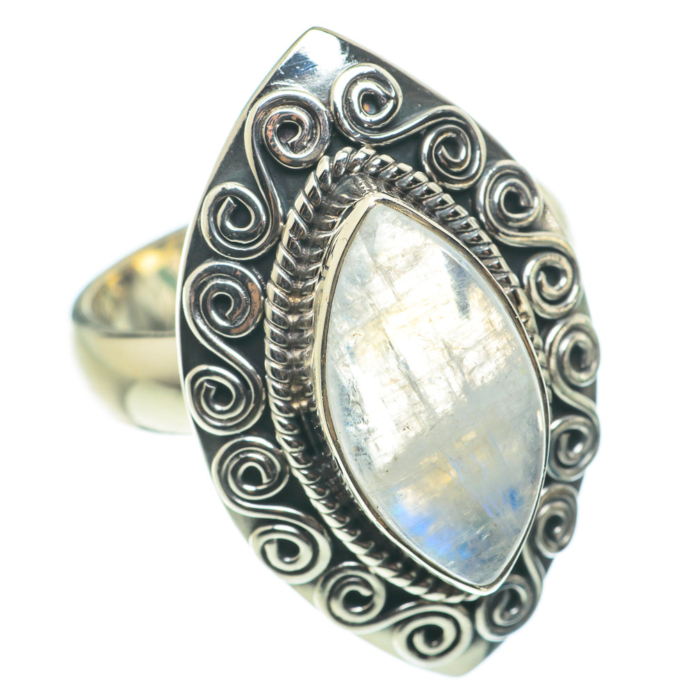 Rainbow Moonstone Rings handcrafted by Ana Silver Co - RING63479