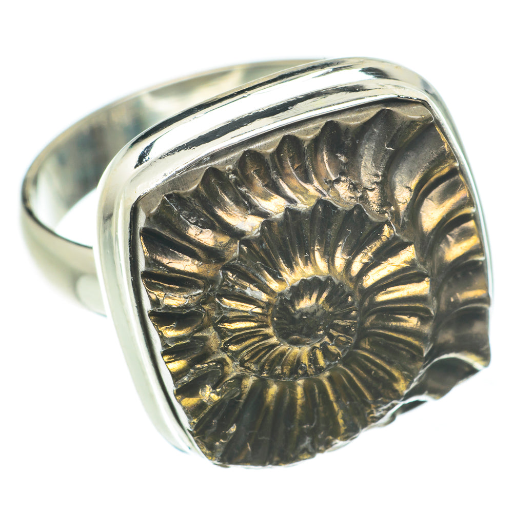 Pyrite Fossil Rings handcrafted by Ana Silver Co - RING63551