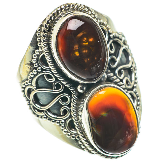 Mexican Fire Agate Rings handcrafted by Ana Silver Co - RING63580