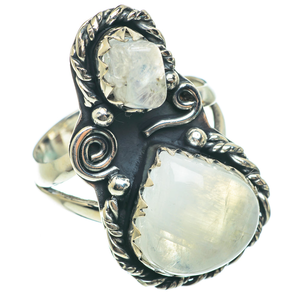 Rainbow Moonstone Rings handcrafted by Ana Silver Co - RING63634