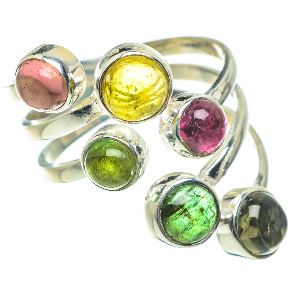 Green Pink Tourmaline Rings handcrafted by Ana Silver Co - RING63635