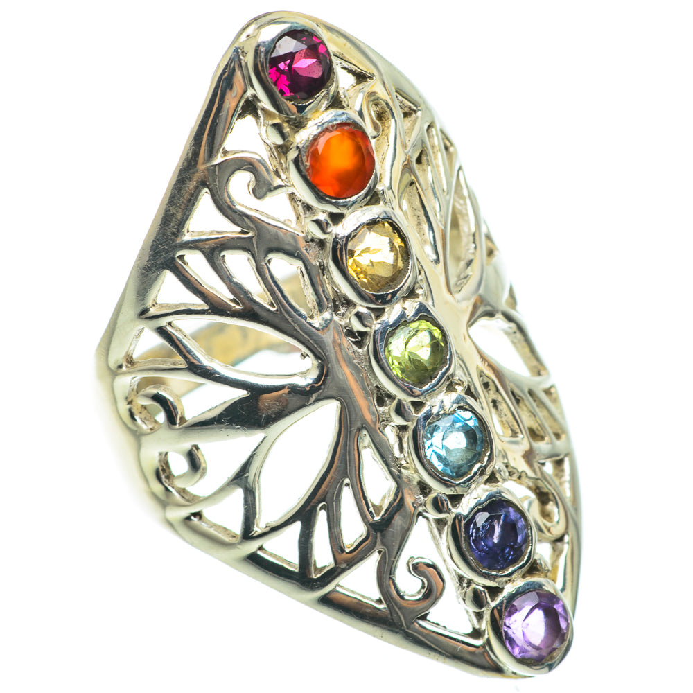 Multi-stone Rainbow Chakra Rings handcrafted by Ana Silver Co - RING63636