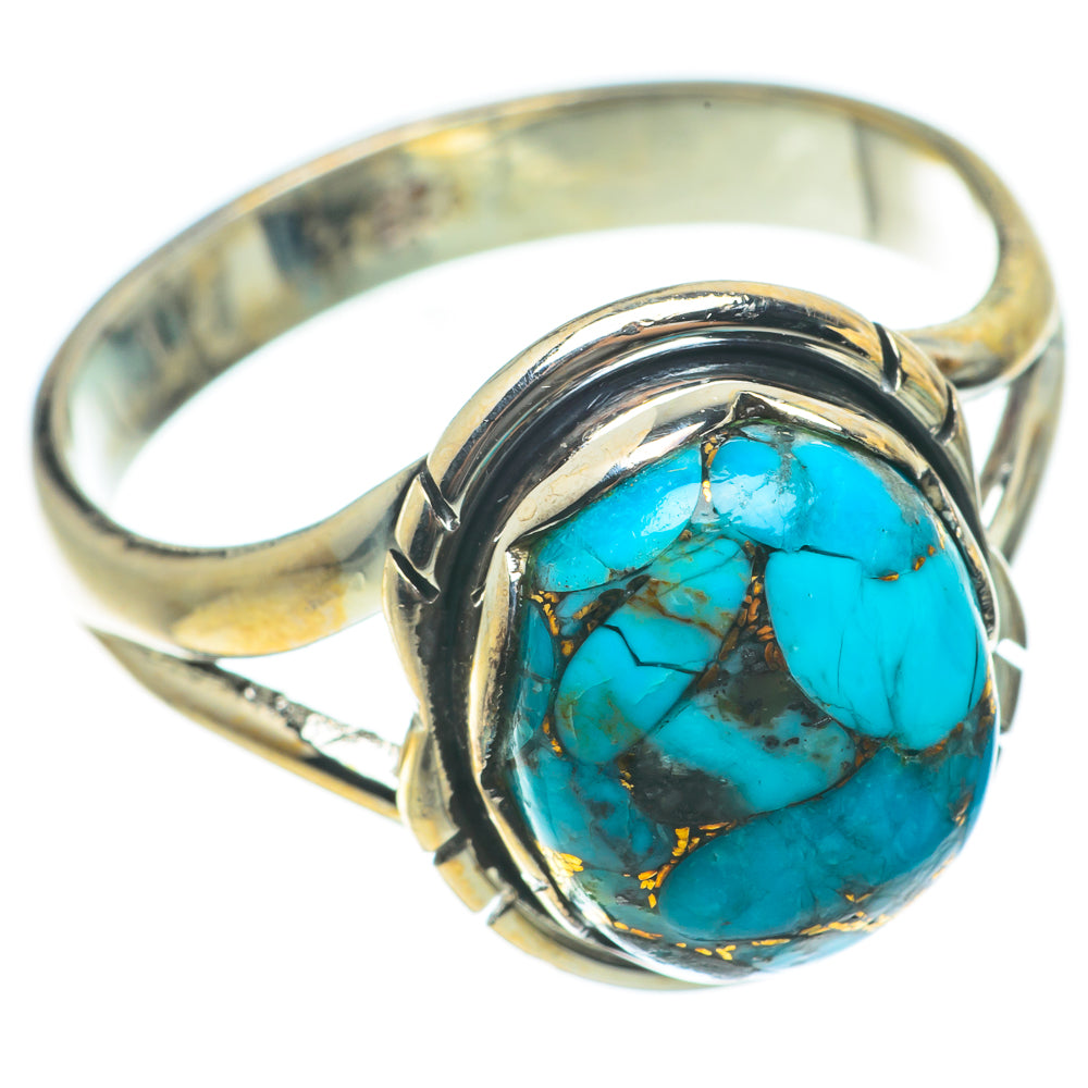 Blue Copper Composite Turquoise Rings handcrafted by Ana Silver Co - RING63642