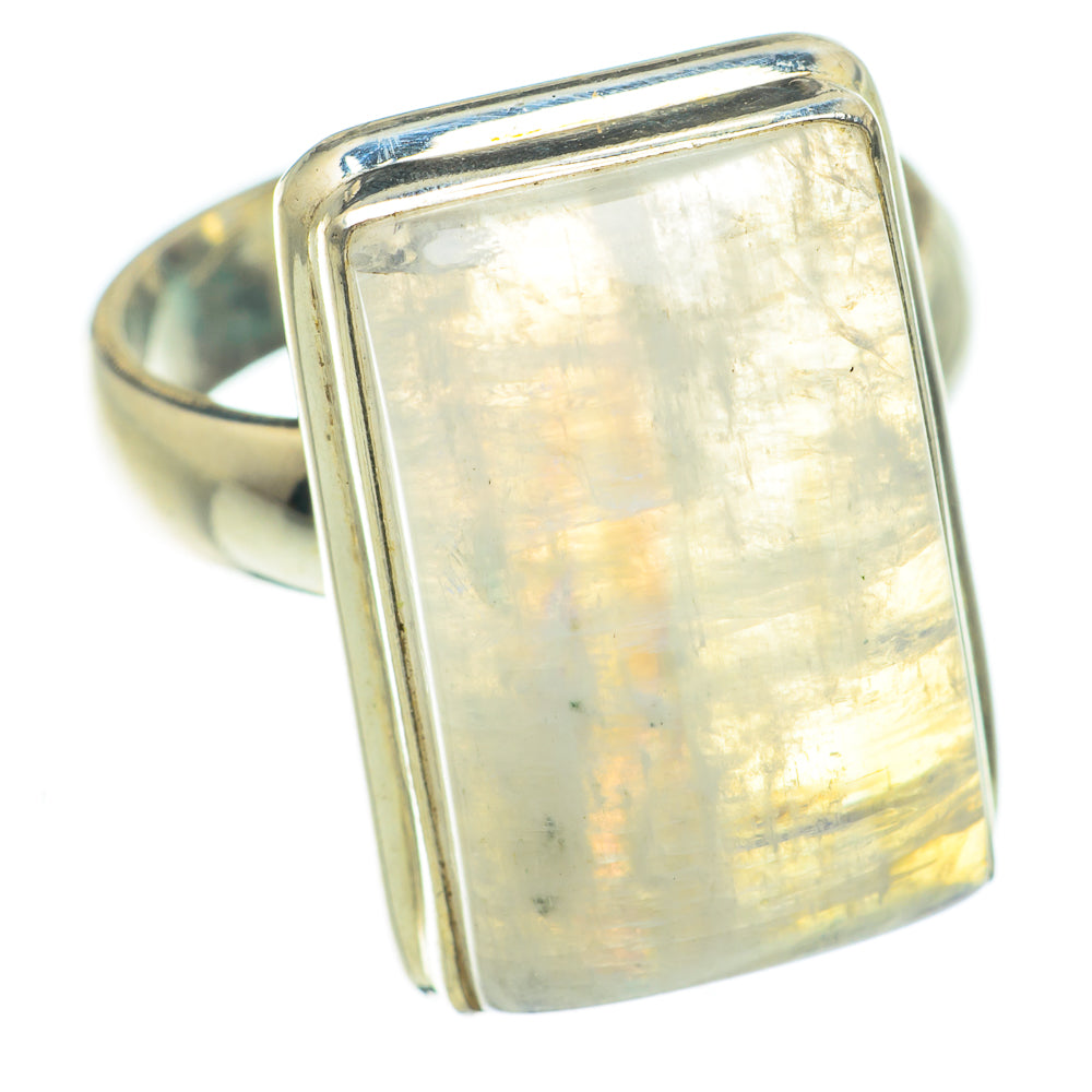 Rainbow Moonstone Rings handcrafted by Ana Silver Co - RING63732