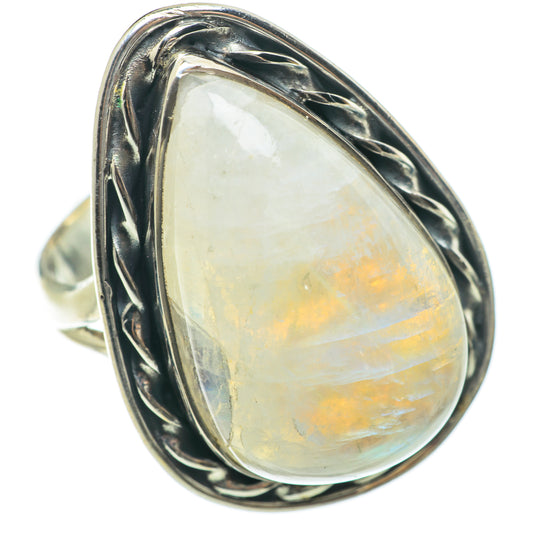 Rainbow Moonstone Rings handcrafted by Ana Silver Co - RING63863