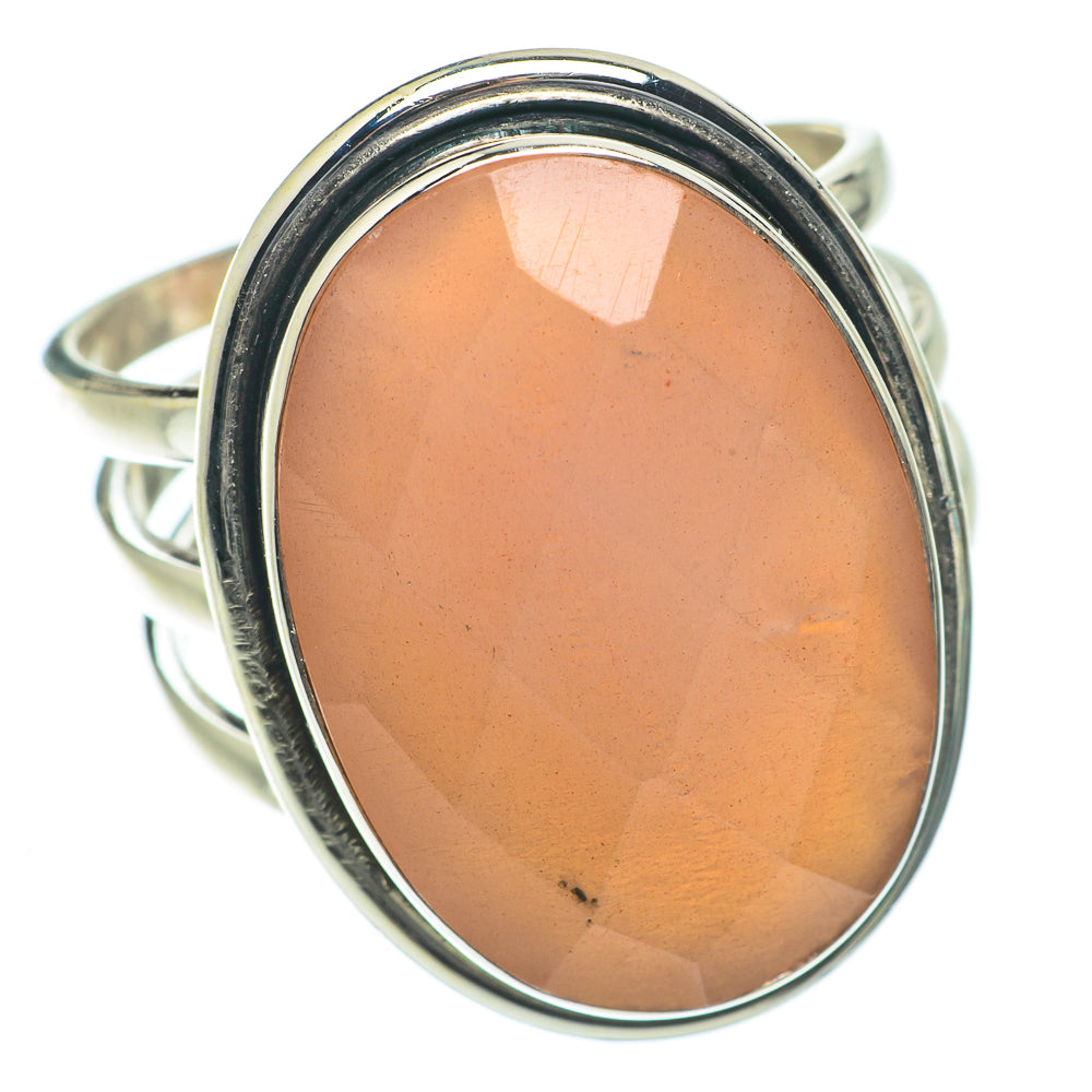 Peach Moonstone Rings handcrafted by Ana Silver Co - RING63914