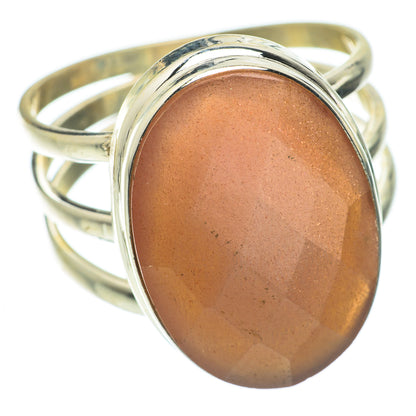 Peach Moonstone Rings handcrafted by Ana Silver Co - RING63957
