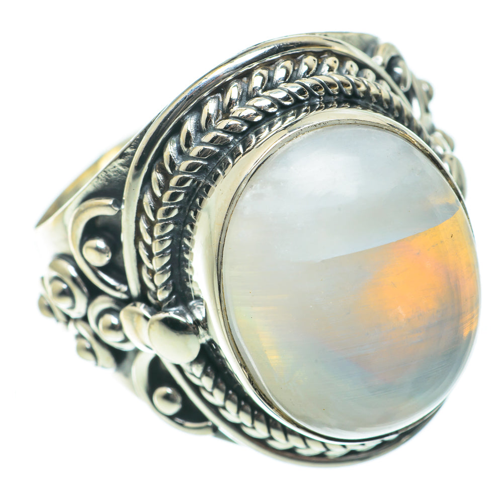 Rainbow Moonstone Rings handcrafted by Ana Silver Co - RING64101