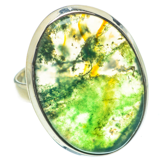 Green Moss Agate Rings handcrafted by Ana Silver Co - RING64115