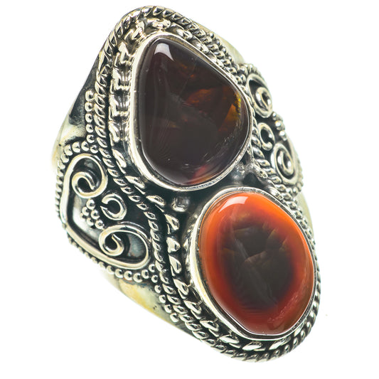 Mexican Fire Agate Rings handcrafted by Ana Silver Co - RING64120