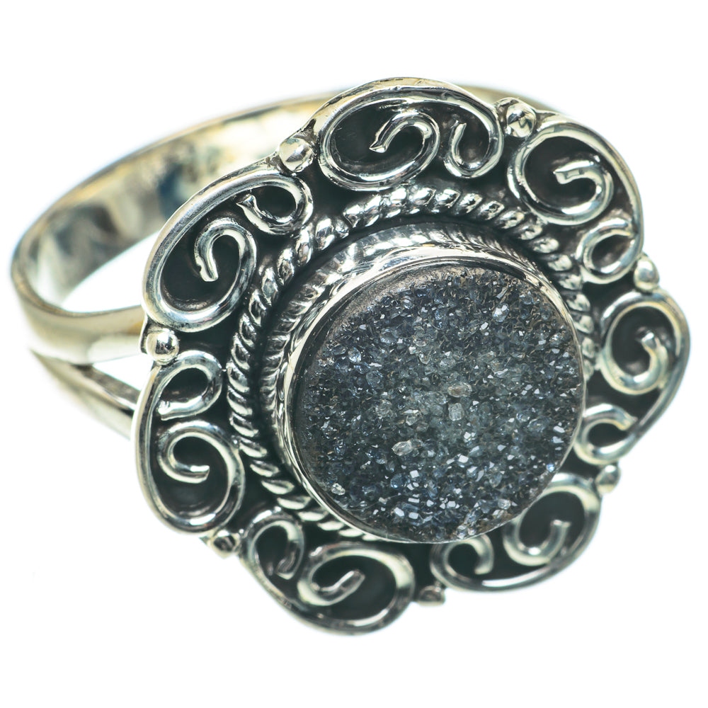 Black Druzy Rings handcrafted by Ana Silver Co - RING64150