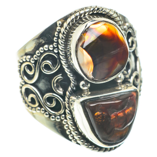 Mexican Fire Agate Rings handcrafted by Ana Silver Co - RING64165