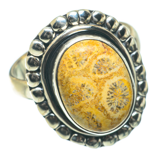 Fossil Coral Rings handcrafted by Ana Silver Co - RING64315