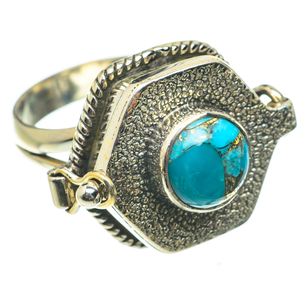 Blue Copper Composite Turquoise Rings handcrafted by Ana Silver Co - RING64323